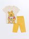 Crew Neck Short Sleeve Winnie the Pooh Printed Baby Boy Pajama Set